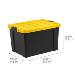 Bac de rangement en plastique noir de 19 gallons avec couvercle à fermeture, 1 paquet, modèle D0100XFIAJA - Product Image 2