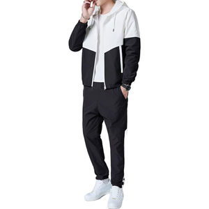 Men's <b>Waterproof</b> Color Blocking Hooded Stand Collar Winter <b>Tracksuit</b> Set Full Sleeve Zipper Fly Hip Hop Style Side Pockets - Product Image 1