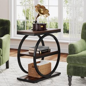Factory Hot Sale Standing Type Three-Layer Modern <b>Space</b> <b>Saving</b> Durable Black Metal <b>Table</b> Rack for Living Room Balcony Storage - Product Image 3