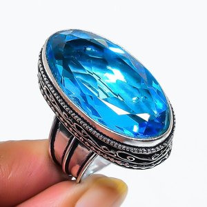 Anillos de Topacio Azul Hermosos al por Mayor, Joyería Hecha a Mano, Tallas 5-11 para Mujer, Personalizables, Cristianos - Product Image 1