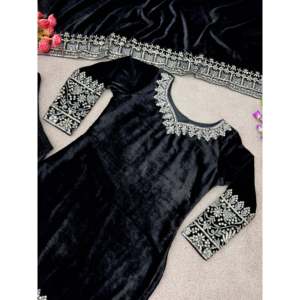 Top de fête pour femmes styliste-Ensemble Sharara et Dupatta avec séquence de broderie lourde - Product Image 4