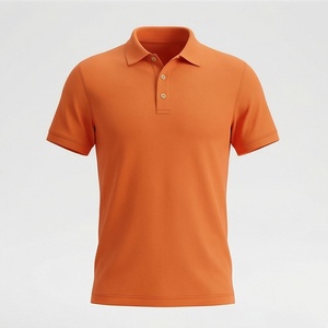Men's <b>Orange</b> Short Sleeve <b>Polo</b> Shirt Solid Color Knitted Pique Fabric Casual Style Regular Fit - Product Image 1