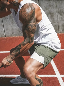 Men's Eco-Friendly Cotton Streetwear Fitness Running Shorts Double <b>Layer</b> Compression Drawstring Closure - Product Image 6
