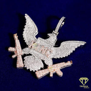 Statement Bird Pendant Necklace with Fully Iced Moissanite Diamonds and 925 Sterling Silver - Product Image 5