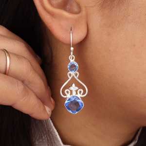 Tanzanite Drop Earrings 925 Sterling Silver Gold Plated Cute Design Women's Jewelry Handmade <b>Gift</b> <b>for</b> <b>Her</b> Elegant - Product Image 1