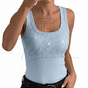 เสื้อกล้ามผู้หญิงประดับเพชรแบบกำหนดเองสำหรับใช้ในยิม เสื้อกล้ามผู้หญิงประดับเพชรที่ใส่สบาย เสื้อกล้ามผู้หญิงประดับเพชรแบบสั่งทำพิเศษ - Product Image 3