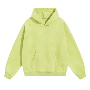 High Quality <b>Men</b> Vintage Wash Hoodie Oversized Drop Shoulder Distressed Streetwear OEM ODM Supplier - Product Image 1