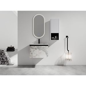 Mobile Bagno Sospeso da 24 Pollici con Lavabo in Ceramica e Armadietto Laterale, Ante con Chiusura Ammortizzata, Combinazione Mobiletto (Pacchetto KD) - Product Image 2