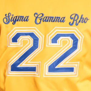 Camiseta de Béisbol Sigma Gamma Rho para Mujer, Amarilla y Azul, con Botones, Estilo Casual Deportivo, Corte Premium - Product Image 5