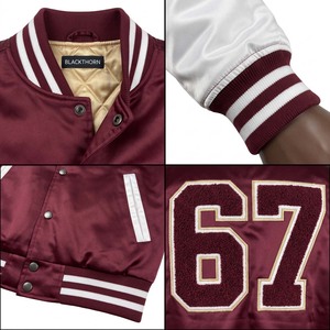 Chaqueta de lana universitaria de béisbol para hombre BLACKTHORN WORLD Winter con bordado de chenilla y parches de lana en el frente triple - Product Image 2