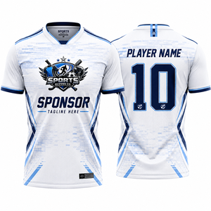 Maillot de football en micro-mesh polyester pour impression par transfert thermique, personnalisable avec nom et numéro du joueur, léger, pour entraînement - Product Image 1