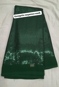 ผ้าหรูหราพรีเมียมลายปักเลื่อมแบบ Faux Georgette ประดับด้วยเลื่อมวิบวับสวยงามและงานปักด้ายอันประณีต - Product Image 4