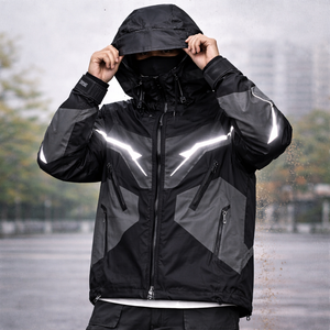 Conjuntos de Pantalones Cortos y Chaqueta Cortavientos de Nailon Personalizados para Hombre, Chaqueta con Cierre Reflectante, Traje Deportivo Cortavientos de Verano, Fabricante OEM - Product Image 2