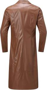 Abrigo Largo de Cuero de Oveja 100% Original de Alta Calidad, Estilo Moderno para Invierno, con Botones, Chaqueta de Cuero Negra para Hombre - Product Image 5