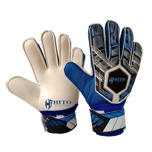 Gants de gardien de but en latex allemand bleu et noir, design personnalisé, tricotés, embossés, à doigts entiers, avec sangle en latex allemand à coupe négative de 4 mm. - Product Image 1