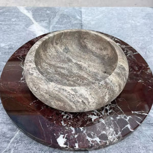 Plateau de rangement moderne en marbre naturel bleu gris clair Stonekocc, bol décoratif de luxe pour salon et bureau, idéal pour la maison et l'hôtel, par UO - Product Image 1