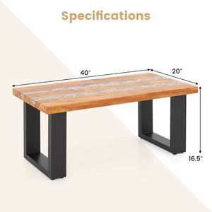 Tavolino da Caffè in Legno di Teak con Piano in Resina Epossidica Effetto Fiume - Product Image 4