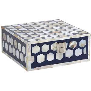 Caja de joyería de diseño de calidad con incrustaciones de nácar, caja de almacenamiento decorativa de resina de lujo con incrustaciones de nácar, a un precio mayorista muy bajo. - Product Image 1