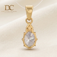 Pendentif en or jaune massif 14 carats certifié IGI avec diamant de laboratoire, collection classique et récente pour collier femme