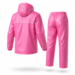 Combinaison de pluie rose personnalisée imperméable avec capuche, veste et pantalon de pluie légers, coupe-vent, réfléchissants, pour la moto et la randonnée en extérieur - Product Image 3