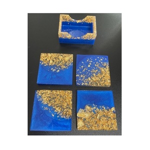Good Quality <b>Coaster</b> Set of 4 With Holder Modern Epoxy Resin <b>Coasters</b> Coffee Tea Drink <b>Coaster</b> Use Wine Genuine Nice Manufacture - Product Image 1