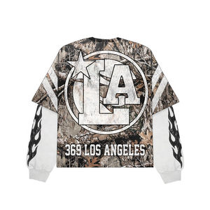 Vintage <b>Camo</b> Print Football Jersey Long Sleeve Men Oversized Streetwear Athletic Graphic T Shirt Casual Sports <b>Top</b> - Product Image 2