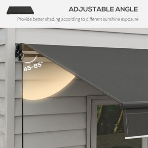 Tenda Parasole Retrattile 3,6x3m (12x10ft) 280gsm Resistente ai Raggi UV Grigio Scuro con Bracci Pieghevoli per Terrazzo Balcone Giardino, Proiezione Massima 5m - Product Image 5