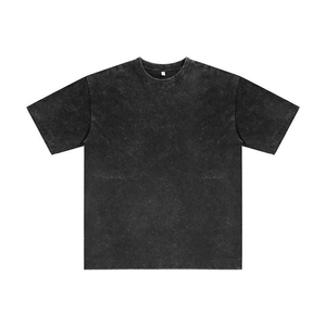 เสื้อยืดวินเทจสไตล์ย้อมสีแบบแอซิดวอชทรงหลวมไหล่ตก ผ้าหนา 100% คอตตอน สำหรับผู้ชาย - Product Image 4