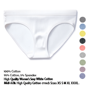 Culottes de bikini sexy blanches en coton de haute qualité pour femmes, taille haute mi-haute avec entrejambe en coton de qualité supérieure, tailles XS S M XL XXL - Product Image 3