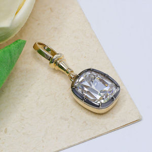 custom 5ct elongated cushion omc moissanite pendant 925 <b>silver</b> women moissanite pendant vintage old mine cut <b>choker</b> Pendants - Product Image 2