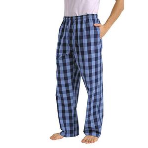 Pantalones de Pijama para Hombre, Diseño a Cuadros Azules, con Cordón Ajustable, Casuales, de Franela, para Descansar, OEM 2026, Venta al Por Mayor, con Logotipo Personalizado - Product Image 1