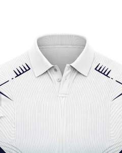 เสื้อโปโลผู้ชายสีขาวและสีฟ้าอมเขียวแขนสั้นพิมพ์ลายกราฟิกไล่เฉดสีชุดกีฬาโพลีเอสเตอร์ระบายอากาศได้เสื้อฝึกซ้อมกอล์ฟแบบลำลอง - Product Image 5