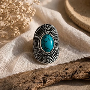 Natural Blue <b>Turquoise</b> 925 Sterling Silver Handmade Designer <b>Ring</b> Elegant Gemstone Statement Jewelry Boho <b>Ring</b> for Women Gift - Product Image 5
