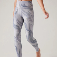 Leggings de yoga taille haute élastique pleine longueur en Spandex/Nylon à séchage rapide, effet push-up, avec broderie latérale en maille