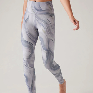 Elastic Waist High Waist Full Length Yoga <b>Leggings</b> Spandex/Nylon Quick Dry Butt Lift Side <b>Mesh</b> Embroidery Pants - Product Image 2