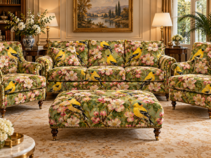 Tissu d'ameublement léger et respirant en jacquard imprimé motif floral Goldfinch, motif animalier charmant pour filles - Product Image 3