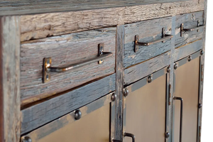 Aparador de Madera Maciza de Estilo Industrial Nórdico Vintage, Mueble de Almacenamiento Clásico para Sala de Estar o Comedor - Product Image 2