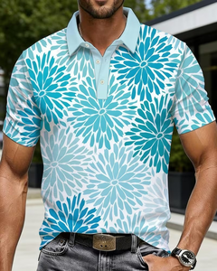 Men's Floral Print Short Sleeve for Shirt Casual Breathable 100% Cotton Regular Fit Digital Printed - Product Image 1