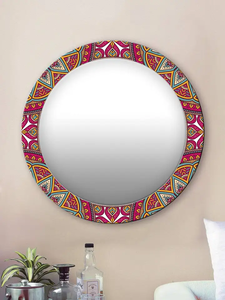 Vintage Printed <b>Small</b> Round <b>Mirror</b> Frame with Classical Floral Pattern Decorative Wall <b>Vanity</b> <b>Mirror</b> for Home Decor - Product Image 5