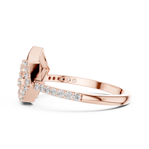 Bague en or rose massif 18 carats avec diamant de laboratoire taille brillant en spirale hexagonale et pierres latérales, pour femme, idéale pour mariage, fiançailles, soirée, ou comme cadeau glamour - Product Image 3