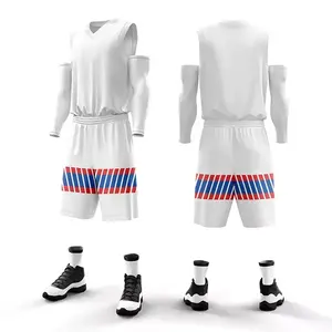 ชุดยูนิฟอร์มบาสเก็ตบอลโพลีเอสเตอร์ 100% แบบขายส่งสั่งทำพิเศษ พร้อมเสื้อแบบกลับด้านได้ พิมพ์ลายแบบซับลิเมชั่น มีตัวเลือกไซส์พลัสสำหรับชุดกีฬา - Product Image 5