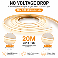 Bande LED COB découpable de 20 m, 24 V, 480 LED, PCB de 10 mm, 10 W/m, dimmable, 1800 K...10000 K, bande LED intelligente flexible, garantie 3 ans