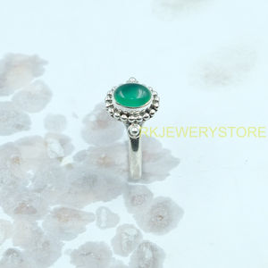 Natural <b>Green</b> Onyx Gemstone Ring 925 Sterling Silver Handmade Boho Statement Ring Women Artisan <b>Jewelry</b> Wholesale for Christmas - Product Image 6