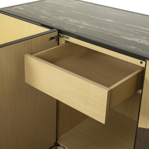 Aparador de Madera Moderno de Mediados de Siglo con Patrón Ondulado, Mueble de Almacenamiento de 4 Puertas, Ahorro de Espacio, Ecológico, para Entrada, Hotel, Apartamento - Product Image 6