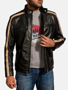 Chaqueta de Cuero para Motociclista Beetle Negra para Hombre, Estilo Cafe Racer, Ropa de Calle - Product Image 2