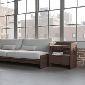 Mesa de Noche Tradicional Convertible de Madera de Teca Sólida para Dormitorio, Apartamento, Sala de Estar - Product Image 1