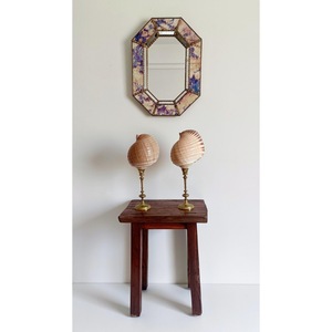 Espejo de Pared con Marco Metálico Art Deco, Diseño Floral Morado, Vidrio Decorativo, Forma Octogonal - Product Image 3