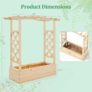 Jardinière surélevée en bois avec treillis et toit suspendu, paniers suspendus et accessoires - Product Image 4