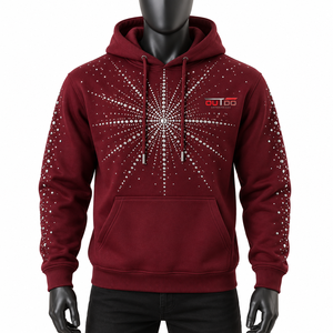 Custom rhine stone <b>hoodie</b> with decorative crystal detailing <b>soft</b> cotton fabric relaxed fit durable stitching and fashionable - Product Image 1
