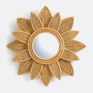 Decorative oval-<b>framed</b> <b>mirrors</b> leaf design rattan cane wall mounted <b>mirror</b> great deal for sale - Product Image 2